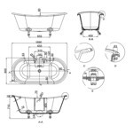 Ванна Arcade Vine ARC38 из натурального камня с ножками НИКЕЛЬ/ХРОМ- фото3