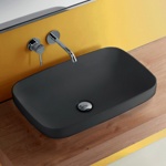 Kerasan Tribeca Раковина встраиваемая/накладная 60х38см, без отверстия под смеситель, цвет: черный матовый- фото