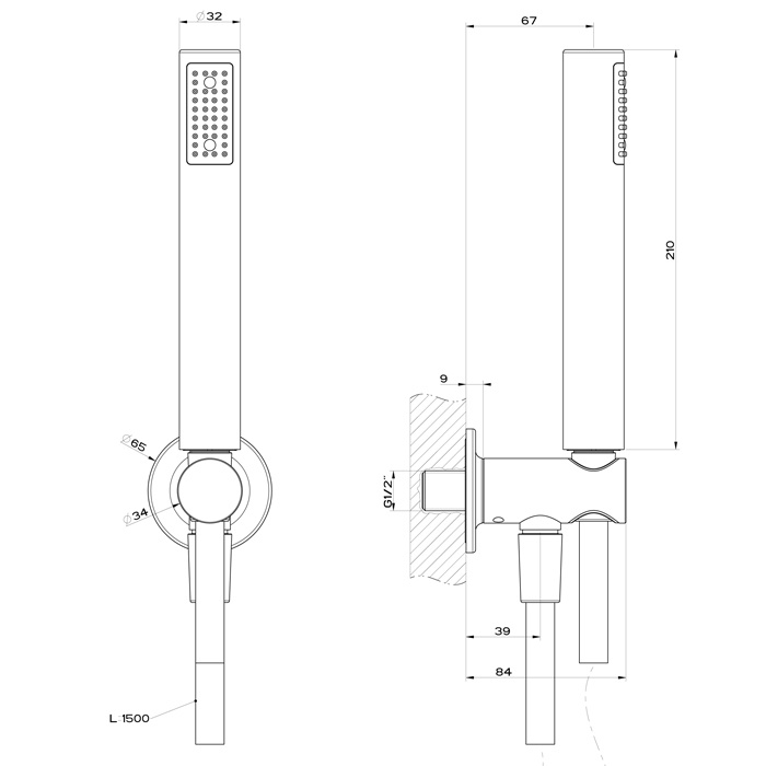 Gessi Inciso Shower  ,     1/2", ,  1,50        . : black XL