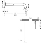 AXOR Citterio E, Смеситель для раковины,однорычажный, с розетками иизливом 220 мм, настенный монтаж- фото2