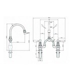 Смеситель для раковины на 2 отверстия с изогнутым изливом, с пробкой и цепочкой Burlington KE27 + W1 WAL- фото4