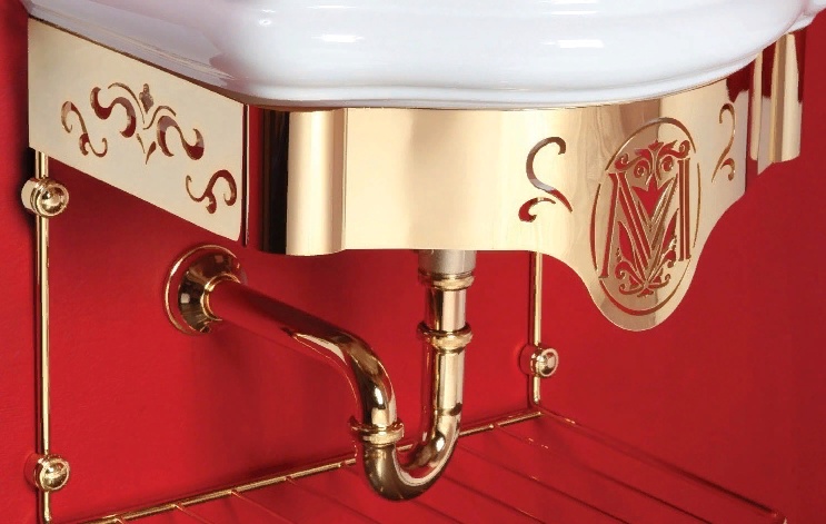 BELLA Раковина Консоль подвесная 55см с решеткой Migliore золото- фото2