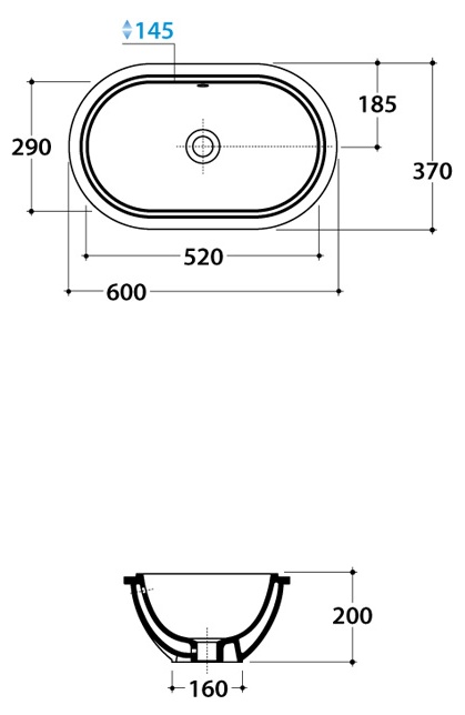 Раковина под столешницу 60x37 Globo Forty3 SC043.BI- фото2