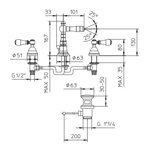Palazzani Porter Color смеситель для биде на 3 отверстия золото/сваровски- фото2