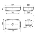 Раковина из камня Radostone Rona 580х380х140 мм белая матовая- фото3