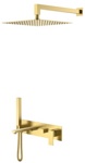Смеситель встроенный + верхний+ ручной душ Boheme Qubic Matt Gold 474-MG- фото