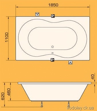 Ванна акриловая PAA FANFARA 1850 x 1100 x 620 (Латвия)- фото3
