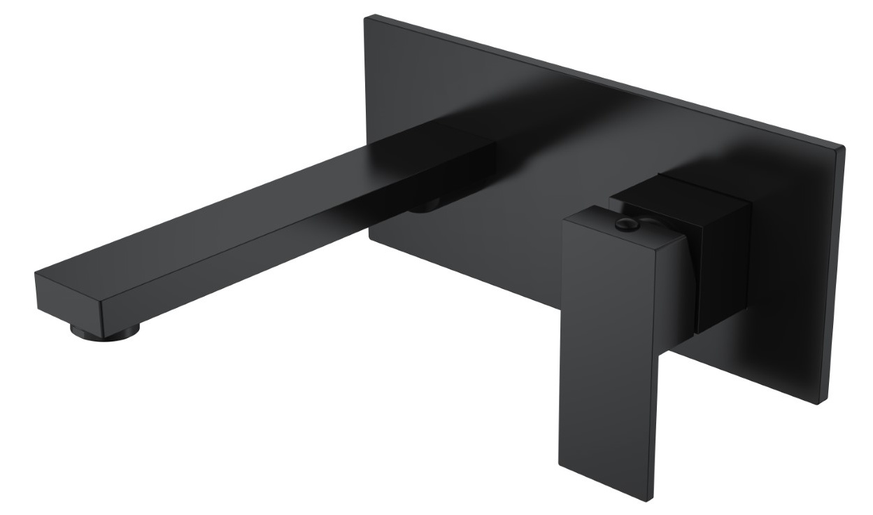 Смеситель для умывальника или ванны из стены Boheme Qubic Matt Black 475-B- фото
