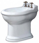 AZZURRA JUBILAEUM биде напольное приставное 59*40см с 3 отв под смеситель, цвет белый с креплением к полу- фото