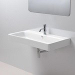 GSI Sand Раковина подвесная 100х50 см, с переливом. с 1 отв под смеситель, цвет белый- фото