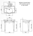 Раковина Sanitan Hillingdon 86x60 на керамических ножках- фото2