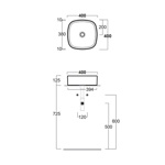 SIMAS Folio Раковина квадратная накладная 40x40x13 см, без отв под смеситель, цвет: белый- фото2