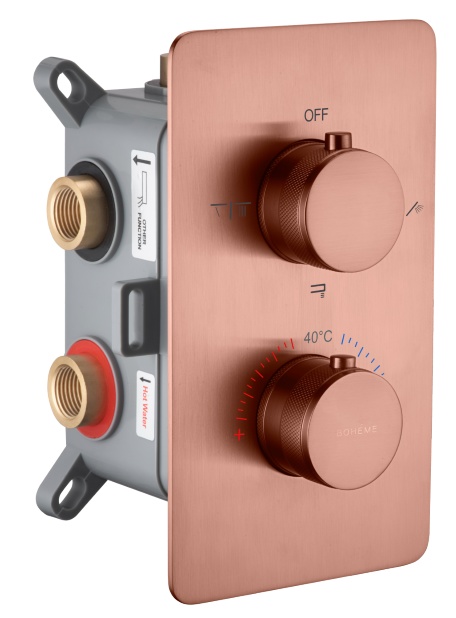 Смеситель встроенный Boheme с термостатом 3-х проходной CELL COPPER BRUSHED- фото