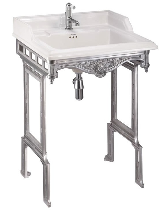 Классическая раковина Burlington Classic на 1,2,3 отверстия с подстольем цвета алюминий- фото