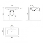 GSI Classic Раковина с переливом 90*50cм с 1 отв. под смеситель, цвет белый- фото2