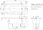 Ванна квариловая Villeroy&Boch Oberon 180x80 UBQ180OBE2V-01 с ножками, без отв, перелива, белая- фото2