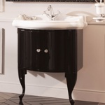 KERASAN Retro Комплект мебели 69см с ручкой кристалом (хром), цвет тумбы: nero(черный глянец).- фото