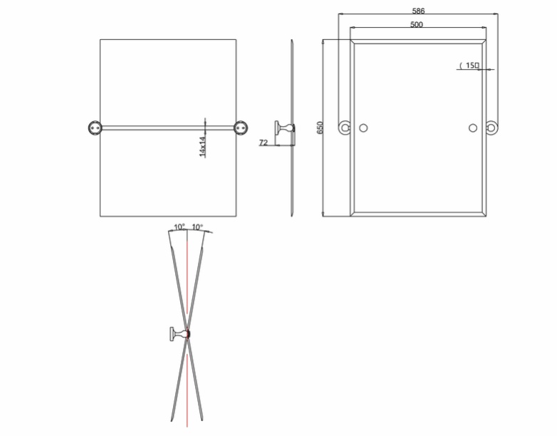 Квадратное поворотное зеркало Burlington A59CHR-R- фото2