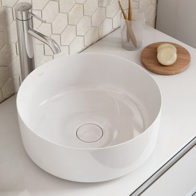 Раковина накладная Roca Inspira Round 37x37, матовая белая, A327523620- фото3