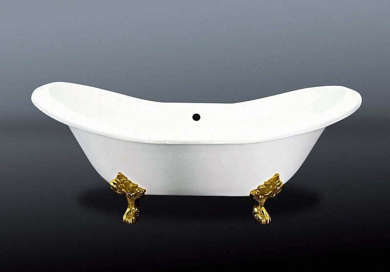 Ванна чугунная RECOR Antique 180x77 с золотыми ногами- фото3