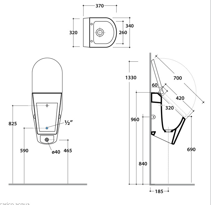 Писсуар 33x37 Globo Forty3 FO030.BI - фото2